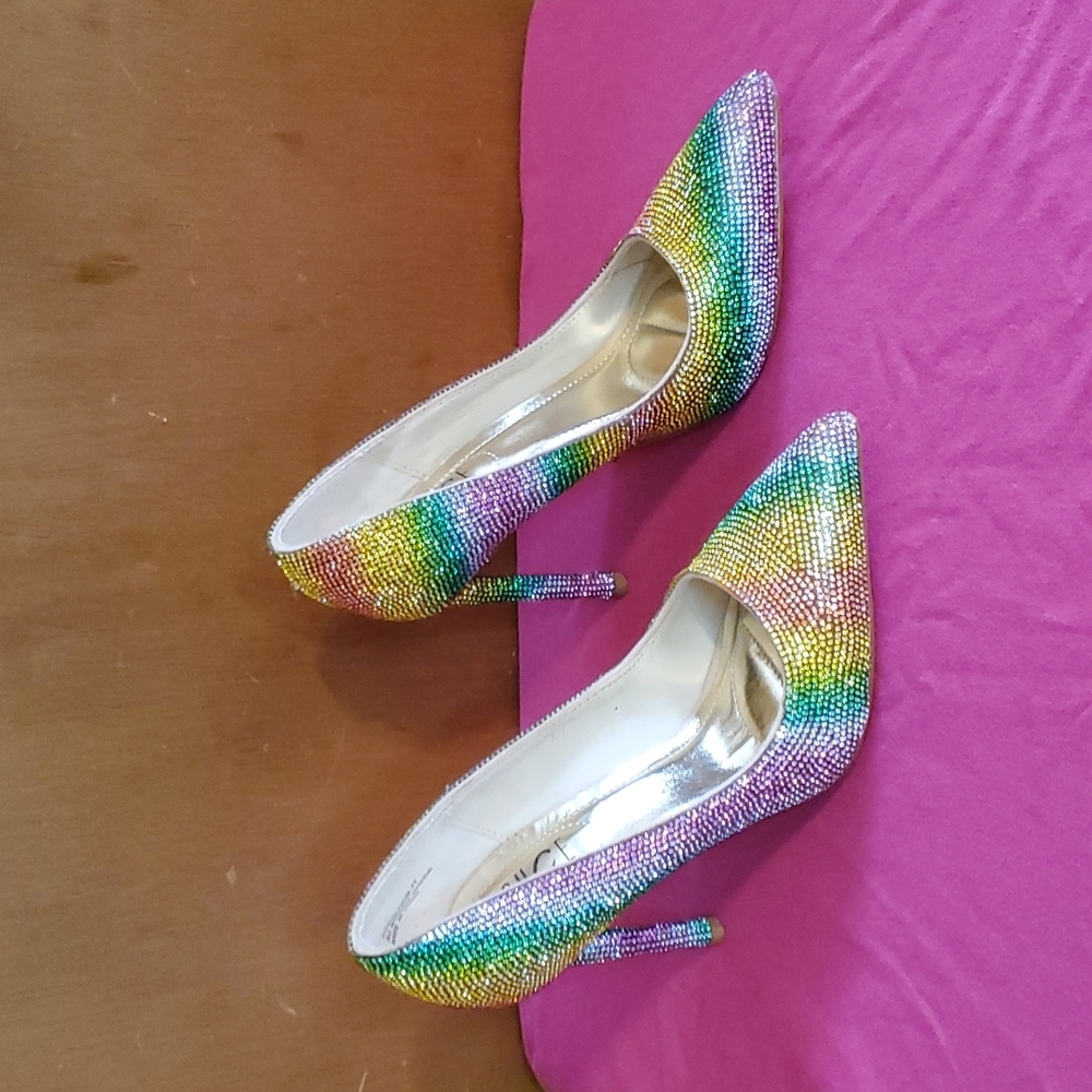 Womens Multi-color Blinged Out Rhinestone Heels - Picture 5 of 7